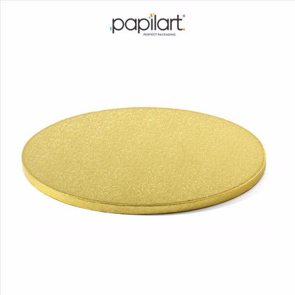 Obrazek PODKŁAD POD TORT ANGIELSKI ZŁOTY 34CM X 1,2CM PAPILART